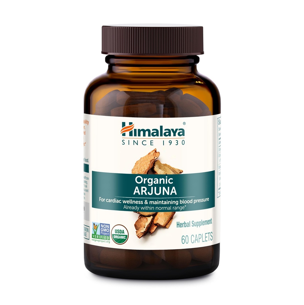 Himalaya Organic Arjuna, 60 Day Supply - Urte Supplement Support Heart Health and Normal Blood Pressure - USDA Organic, Vegan, Non- GMO, Gluten Free, 700 mg, 60 Caplets