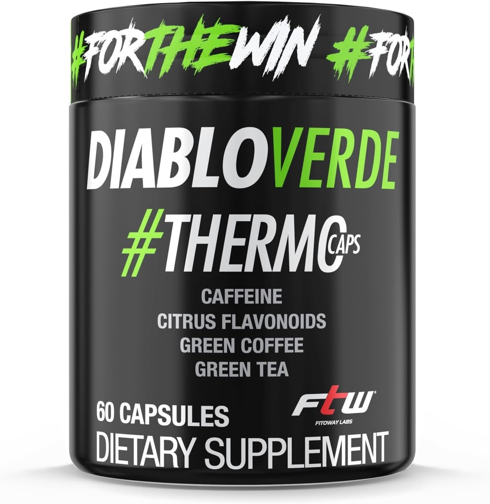 Diablo Verde Thermo Caps - 395mg Koffein, Citrus, grøn kaffe, grøn te - 60 kapsler, 60 Servere