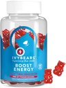 IvyBears ® Energy Boost Gummies - Vegansk Chewable Energy Supplements with Vitamin B12 & Natural Coffein - Focus, Daily Energy & Stamina Support - Pre Workout Gummies - 60 Greve