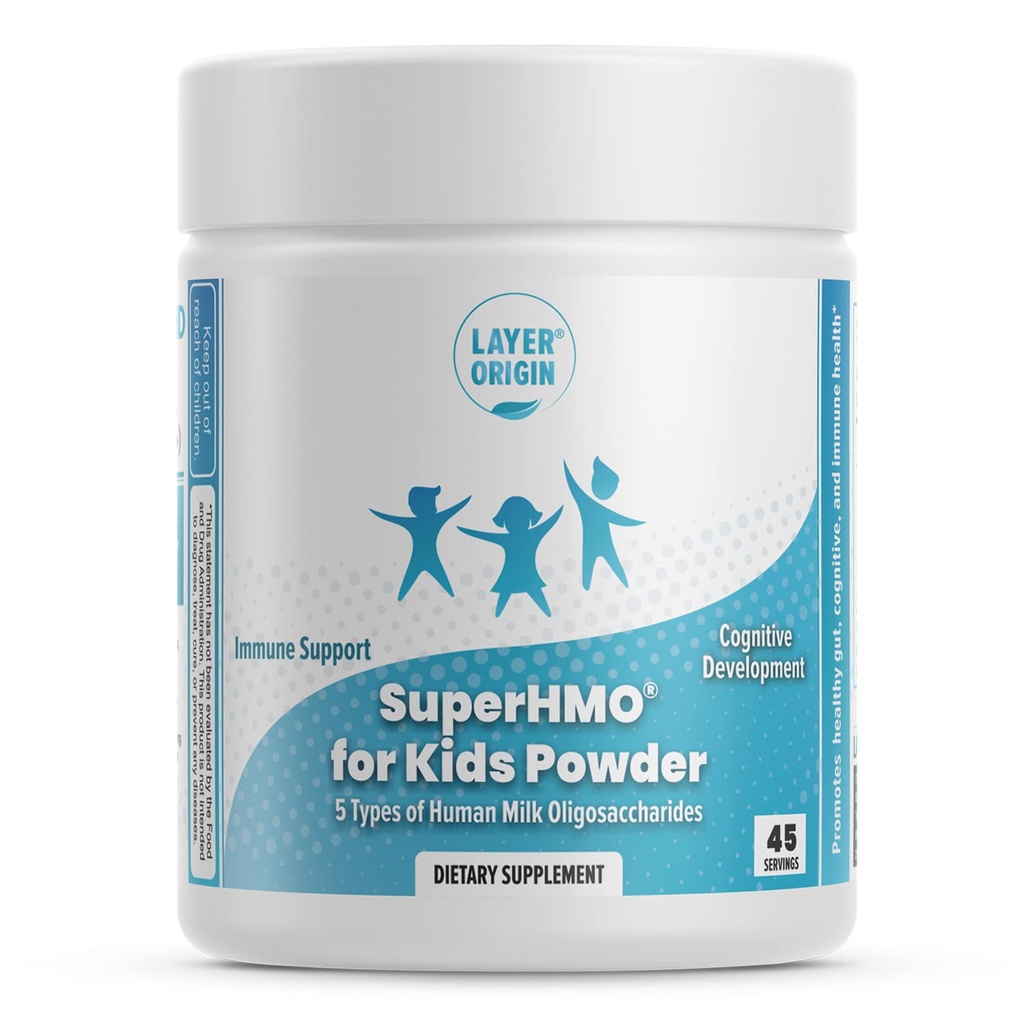 SuperHMO Prebiotic Mix for Kids - 5 HMO for Gut, fordøjelse og kognitiv sundhed, pulver, 45 Servere