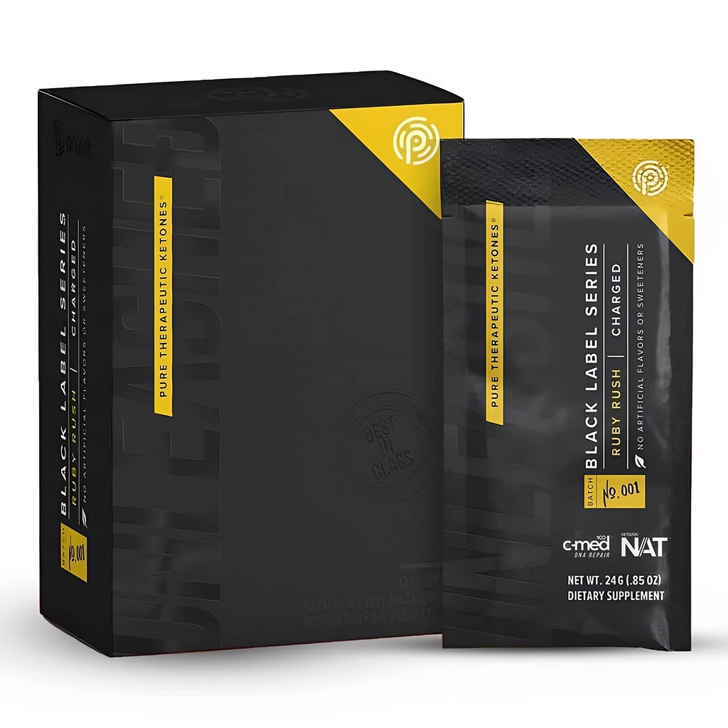 Pruvit Keto / / OS Black Label Series Ruby Rush- Charged Pure Therapeutic Ketoner for muskelvækst og undgå muskelfordeling - .84 OZ