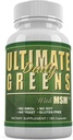 Daglig sundhed, Ultimate Green med MSM 1925mg Vegan Friendly Natural Ingredients Superfood Vegetabilske Nutritional Alkalisering immunenergi Support 180 Kapsler (1 måned Tilgang)