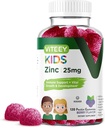 Viteey Zink til børn Gummies, 25mg - immunforsvar for børn & teenagere - kraftfulde naturlige antioxidant, Kids Zink Vitamin supplement - Vegan, Gelatine fri, Gluten fri - Tasty Chewable Berry Flavor Gummy