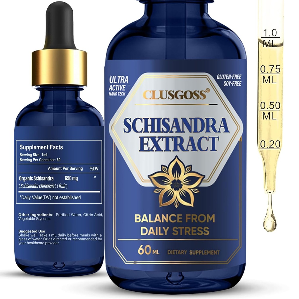 Schisandra Drops, Organic Schisandra Berry Supplement for Mood Support & Lever Health, Stress & Træthed Relief, Alkohol og sukker fri, Vegan