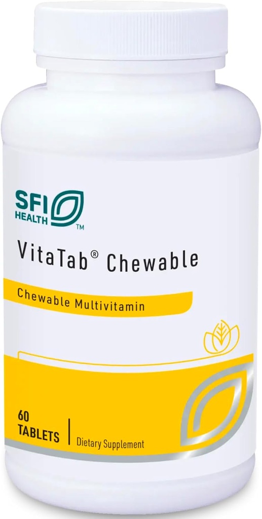 Klaire Labs SFI Health VitaTab Chewable - Multivitamin med 24 Vital Nutrients for Kids & Voksnes, Natural Cherry- Orange Flavor, Ingen Kunstige Farver, Flavors, eller Konserveringsmidler (60 tabletter)