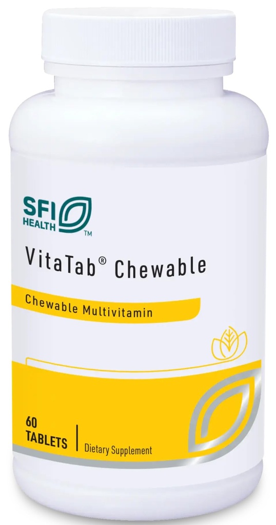 Klaire Labs SFI Health VitaTab Chewable - Multivitamin med 24 Vital Nutrients for Kids & Voksnes, Natural Cherry- Orange Flavor, Ingen Kunstige Farver, Flavors, eller Konserveringsmidler (60 tabletter)