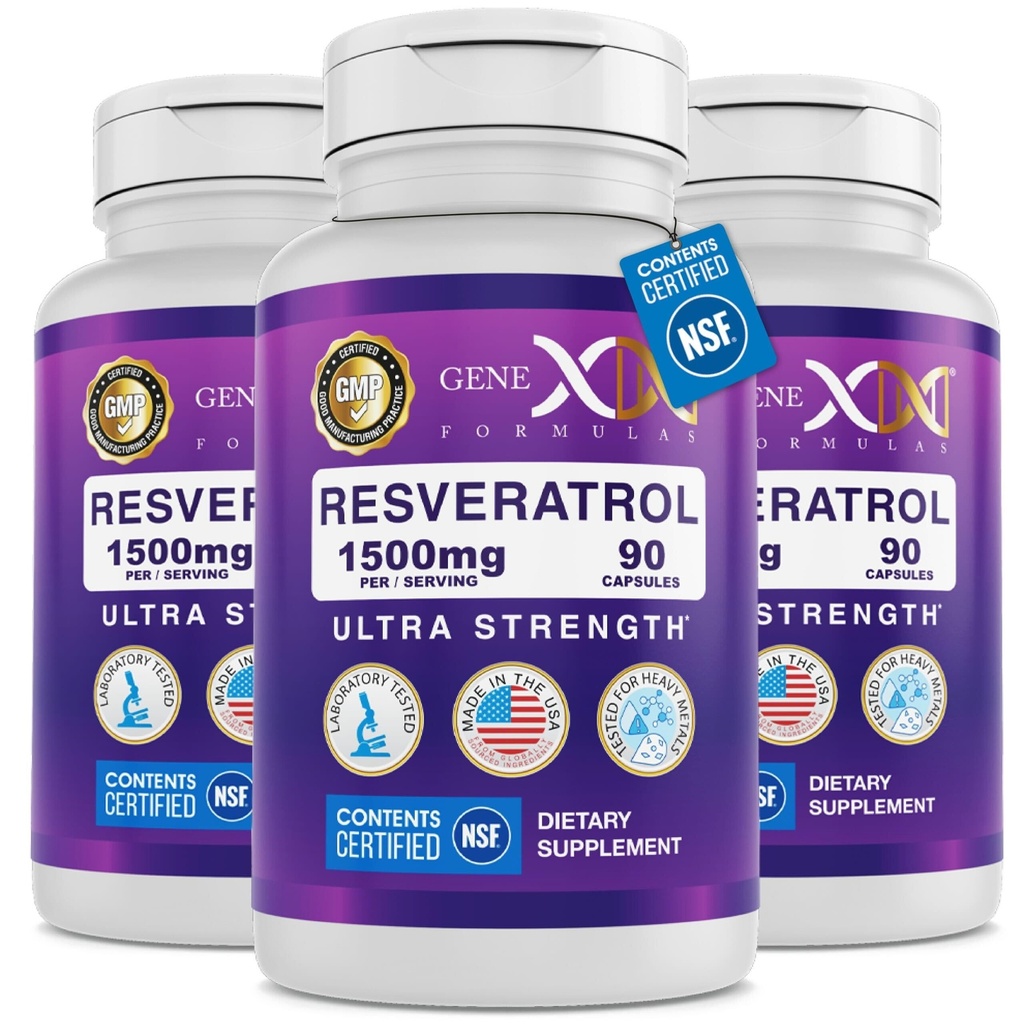 Genex Formulas 1500mg Resveratrol med BioPerine til Absorption (3 Pack)