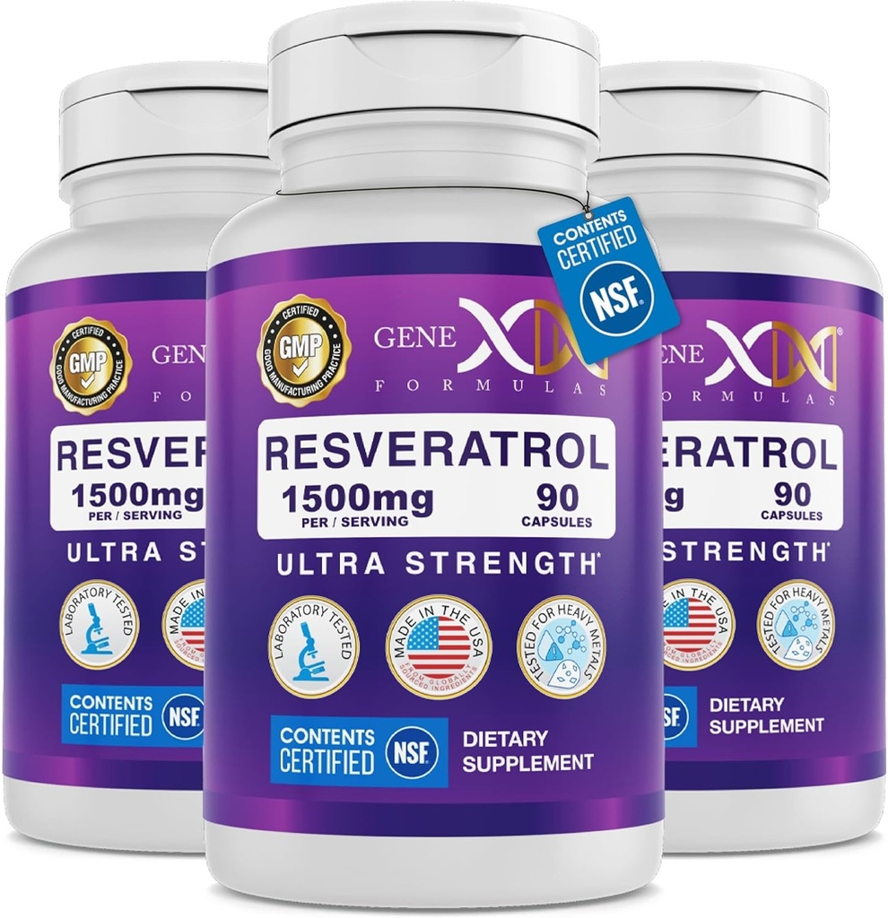 Genex Formulas 1500mg Resveratrol med BioPerine til Absorption (3 Pack)