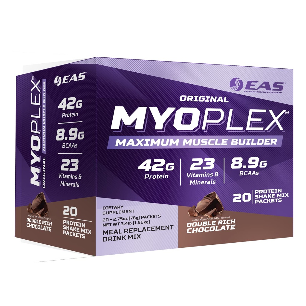 Eksperimentel & Applied Sciences EAS Original Myoplex Maximum Muscle Builder Meal Erstatning Protein Drink Mix 124; Quality Protein Blend Dex124; 42g Protein Dex124; 20 Individuelle pakker (Dobbelt Rich Chokolade)