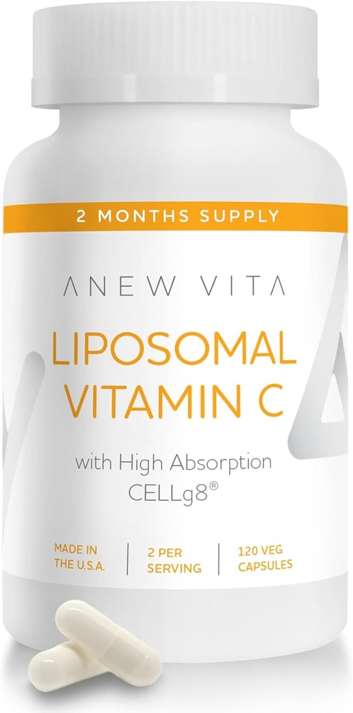 Liposomal C-vitamin supplement - forbedret immunforsvar, Antioxidant Rich, Optimal Absorption & Biotilgængelighed, Ascorbic Acid Power, Non- GMO, Gluten- fri, Plant- baseret - 120 Veggie Caps