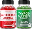 Tart Cherry (90 Gummies) Urisyre niveau støtte til voksne - kraftfuld antioxidant med Selleri frø og Thyroid Support (90 Gummies) Ashwaganda & Bladderwrack Support - Vegan & Made i USA