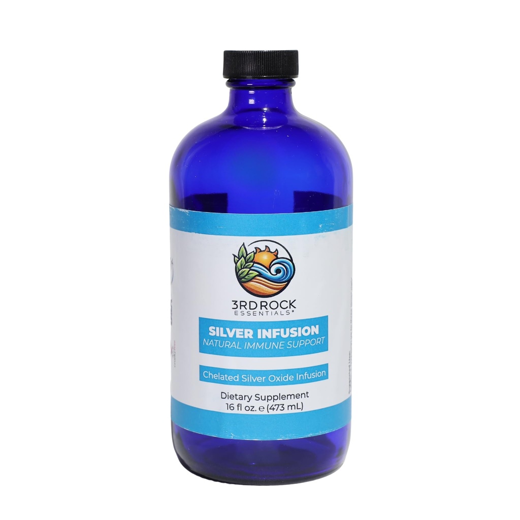3. Rock Essentials Sølv Infusion 150 PPM Sølv oxide Tonic Kosttilskud Alle naturlige flydende immunforsvar supplement Personlig pleje (16 oz)