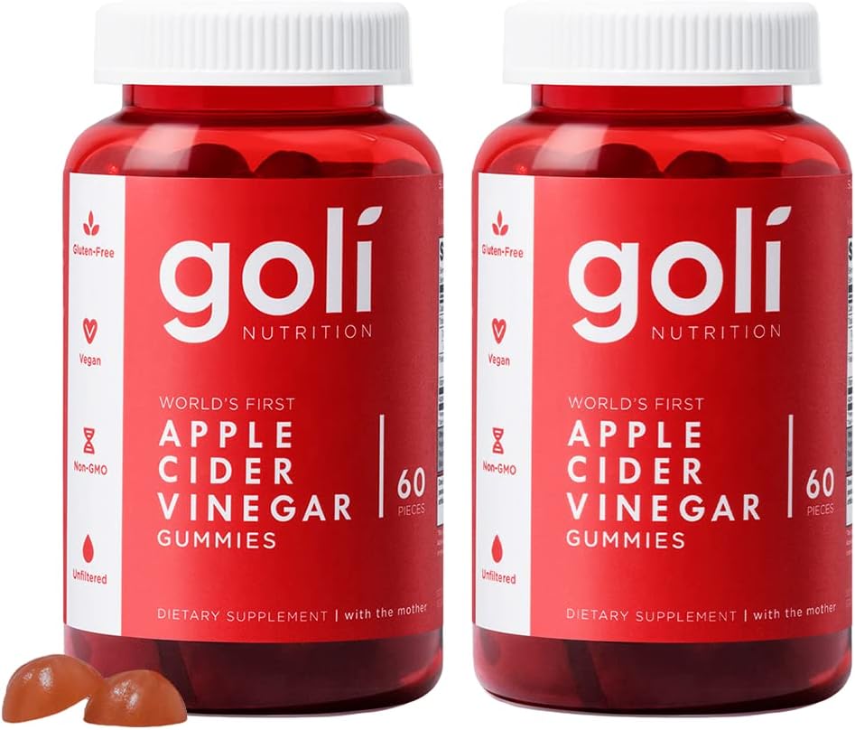 Goli Nutritional Supplement, Apple Cider Vinegas Gummy Vitamin Nutrition, 2 pakke med 60 greve