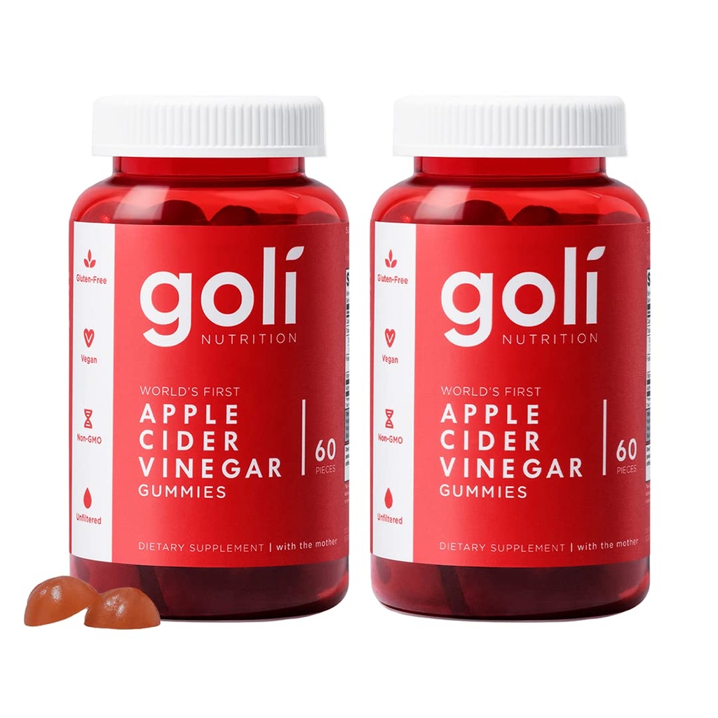 Goli Nutritional Supplement, Apple Cider Vinegas Gummy Vitamin Nutrition, 2 pakke med 60 greve
