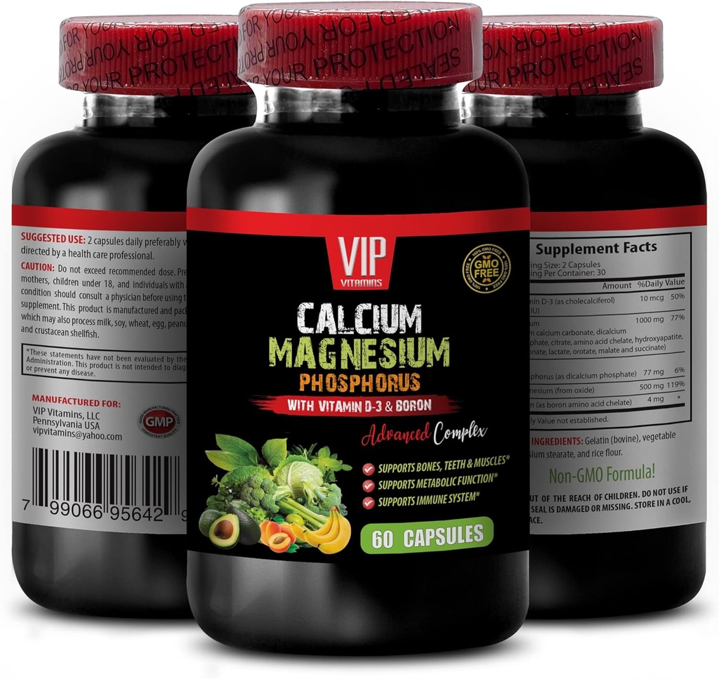 Calciumtilskud - Calcium Magnesiumfosfor med vitamin D-3 & Boron - Dame Vitamin immunforsvar med Calcium, Calciumtilskud med vitamin d, Calcium Magnesium Kalium 1 Bot 60 Caps