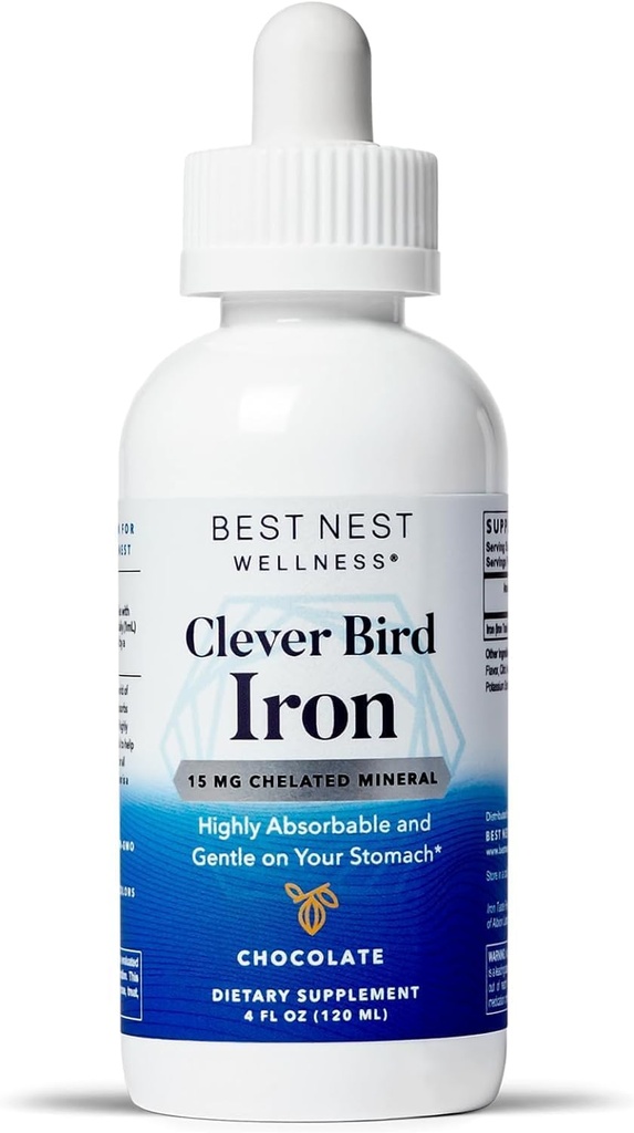 Bedste Nest Wellness Flydende Jern - Brain Health Support Supplement med Albion Taste- Free Iron - Aids Energy & Red Blood Cell Production - Bioavailable Iron Formel - Chokolade, 4 fl oz (120 Servere)