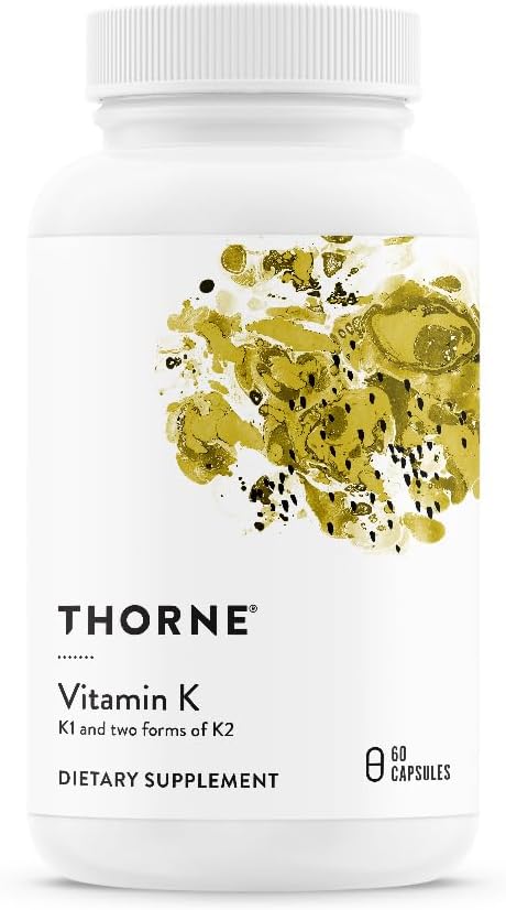 THORNE - Vitamin K - Vitamin K1 og K2 (som MK-4 og MK- 7) Supplement - Supports Strong Bones * - Klinisk Studerede Ingredienser - Gluten, Dairy & Soy- Free - 60 Serveringer