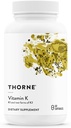 THORNE - Vitamin K - Vitamin K1 og K2 (som MK-4 og MK- 7) Supplement - Supports Strong Bones * - Klinisk Studerede Ingredienser - Gluten, Dairy & Soy- Free - 60 Serveringer