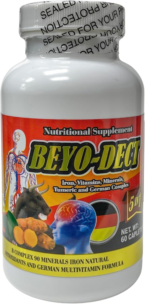 Multi Vitamins(B1, B2, B3, B6, B12) Mirco Elements(,Zinc, Selenium), Turmeric and German Complex 60 Caplets