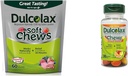 Dulcolax Soft Chews Saline Laxative Mixed Berry (60ct) Daltle Constipation Relief, Magnesium Hydroxid 1200mg & Chewy Fruit Bites, Saline Laxative, Assorted Fruit (30ct) Cramp-Free Constipment Relief