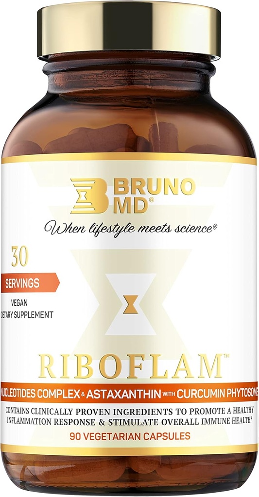 Riboflam, klinisk Proven Immunsystemet Booster Ingredienser, sund inflation Respons, Curcumin Phytosome, Nukleotider, 100% Vegan
