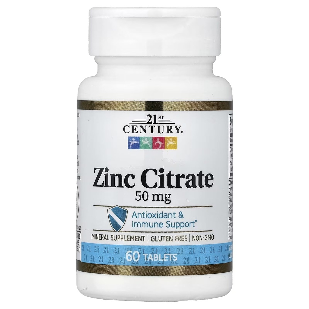 21. Century HealthCare Zink Citrate Tablets 50mg, 60 Count