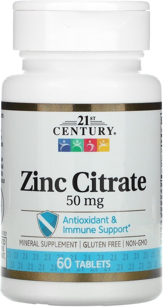 21. Century HealthCare Zink Citrate Tablets 50mg, 60 Count