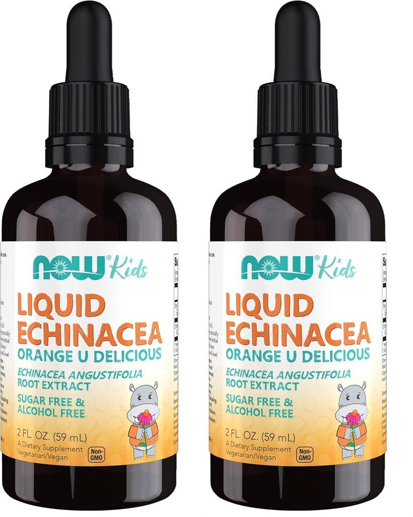 Now Supplements, Kids Flydende Echinacea med Dropper, Immunsystem Support, Formuleret til børn, 2 Fl Ounce, Packaging May Vary (pakke med 2)