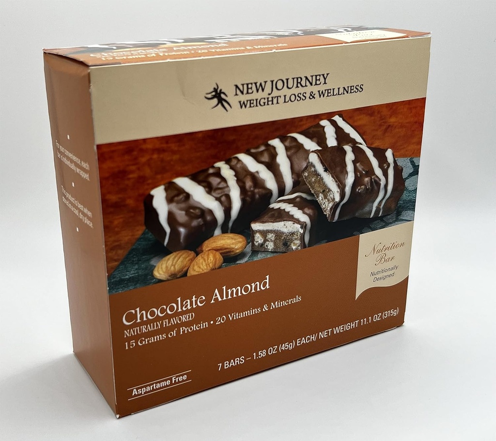 Chocolate Almond Bar - New Journey Weight Loss & Wellness - High Protein Nutrition Bar (7 bars/box)