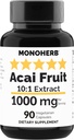 MONOHERB Acai Fruit Extract 1000 mg - 90 Vegetarian Capsules