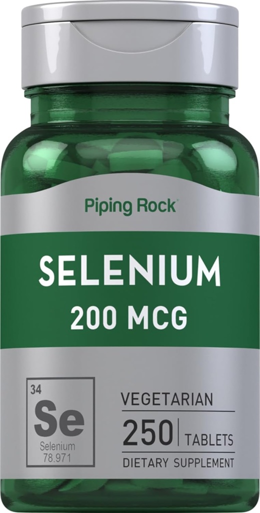 Piping Rock Selenium 200mcg against 124; 250 Tablets against 124; Vegetar, Non- GMO, & Gluten Free Supplementnt