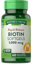 Nature 's Truth Biotin 5000mcg against 124; 60 softgels against 124; Non- GMO & Gluten Free Supplement for mænd og kvinder