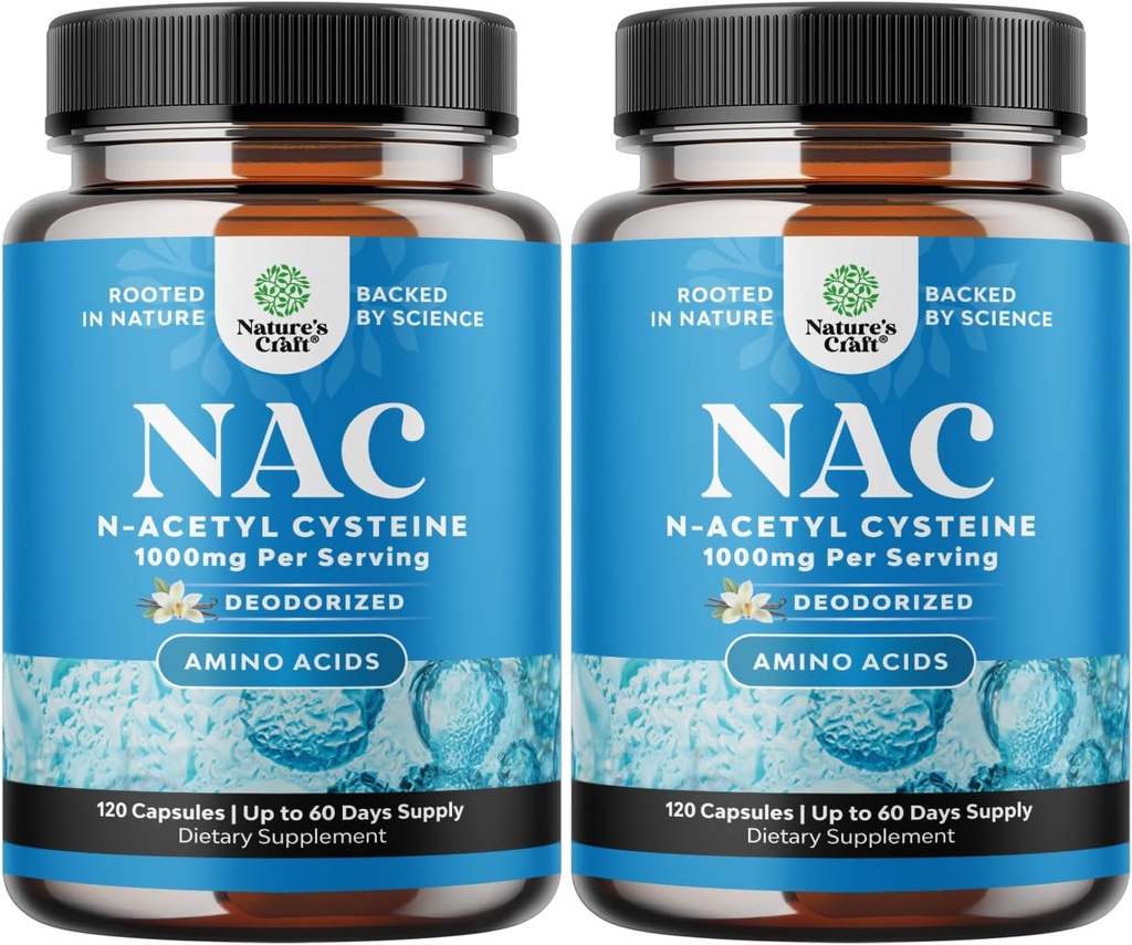 NAC supplement N- Acetyl Cysteine 1000mg - Vegan High Absorption Non- Lugelly NAC 1000mg Kapsler Glutathione Precursor til lever rense Detox & Reparation Plus Lung Health og Immunity Support (4 Måneder)
