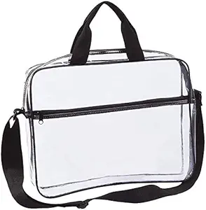 Clear Portefølje Briefcase Messenger Bag med håndtag Arbejdsdokument opbevaring Holder Transparent Travel File Organizer med front lynlås Pouch & Pen Pocket på side