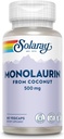SOLARAY Monolaurin 500mg fra Natural Coconut - Monolaurin supplement til kraftfuld ernæringsmæssig support - 60-dages pengene tilbage garanti, Lab Verified - 60 Servere, 60 VegCaps