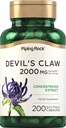 Piping Rock Devils Claw 2000mg m. b. 124; 200 Kapsler; 124; Urtetilskud 124; Koncentreret ekstrakt 124; Non- GMO, Gluten Free