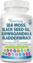 Sea Moss til hunde 750mg Black Seed Oil 500mg Ashwagandha 250mg Gurkemeje 250mg Bladerwrack 250mg Mælkebøtte 250mg & C-vitamin D3 med Elderberry Manuka Yellow Dock 90 tabletter