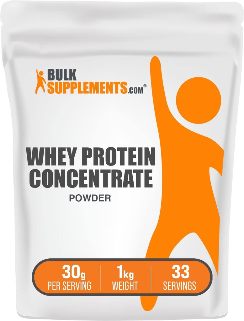 Bulkadditions.com Whey Protein Concentrate Powder - Whey Protein Powder Supplement, Usødet, Unflavored & Gluten Free, 30g per Serving, 1kg (2,2 lbs) (Pack of 1)