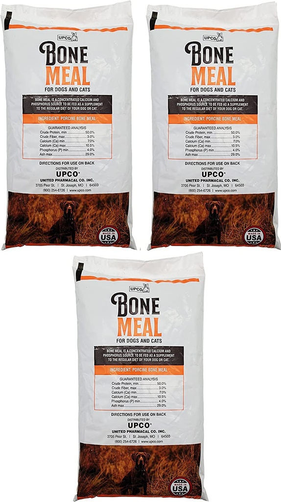 Knoglemel pulver til hunde og katte 3 Pack Total 3 Pounds fra Upco Made i USA