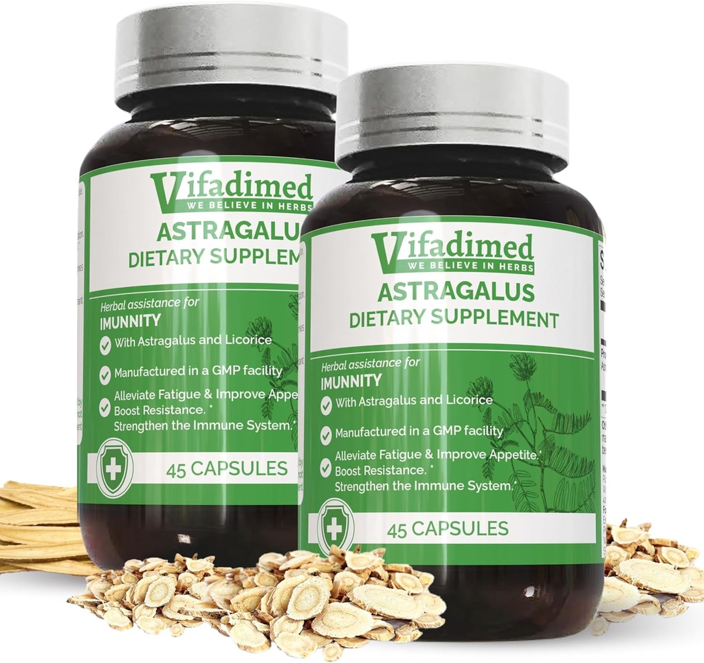 Astragalus - Astragalus Root, HuangQi Capsule, Huang Qi Liu Yi Tang, kinesiske urter, Immunitet, fordøjelse. Træthed, svimmelhed, blodmangel - 2 æsker