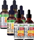 NUSAVA Vitamin B12 Flydende dråber Bundle, Strawberry Flavored D3 K2, & Vanilla Flavored D3 K2 - Potent flydende vitaminer til hjerte, energi, hjerne og immunforsvar - Non- GMO, Gluten- fri, 2pk Hver