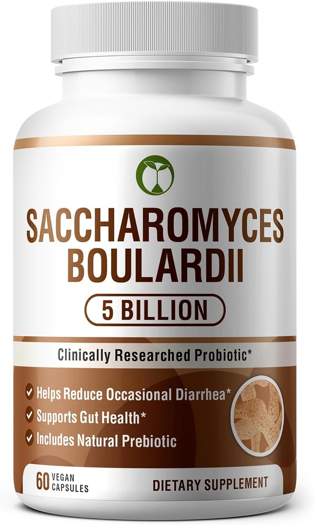 Probiotika til fordøjelsessygdomme Saccharomyces Boulardii 60 Capsules Name 124; 5 Millioner CFU Aids Occasional Diarré & Gut Health