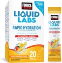 Force Factor Liquid Labs Electrolytes Powder Packets—Mango Margarita—Energy Hydration Packets to Make Electrolyte Water with 5 Essential Electrolytes, Vitamins, Minerals & Antioxidants, 20 Stick Packs