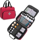 CURMIO Pill Flaske Organizer Portable Medicine Bag, Lockable receptpligtig Flaske Opbevaring for Pille Flasker, Vitaminer, Medicinske Kosttilskud til Home Storage og Rejser, Rød (Tom Medicine Bag)