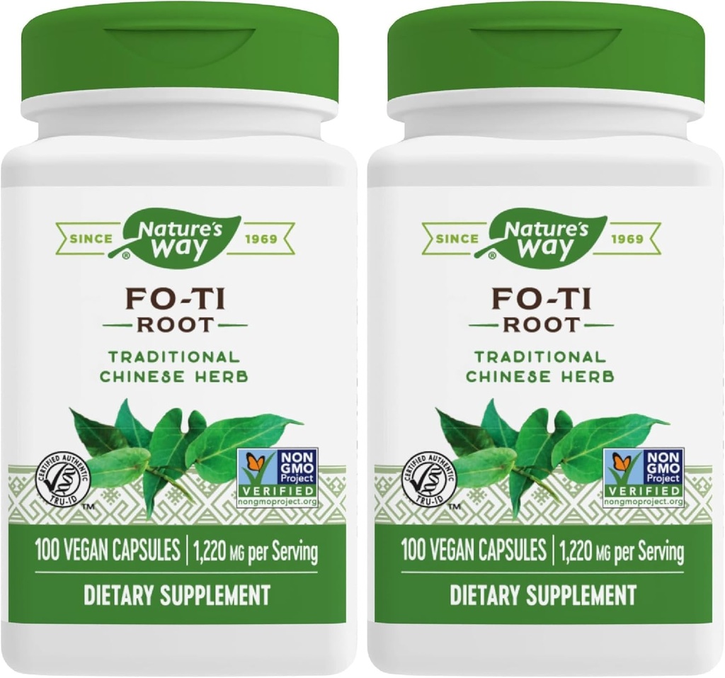 Nature 's Way Fo- Ti Root, Traditional Chinese Herb, 1,220 mg per servering, 100 kapsler (pakke med 2)