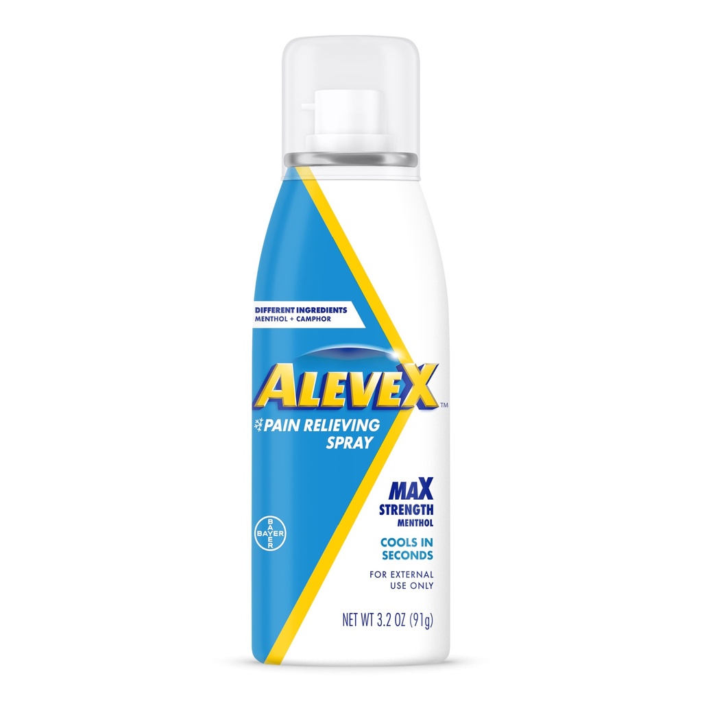 AleveX smertelindrende spray, hurtig fungerende & hurtig tørring for målrettet smertelindring, 3.2 oz spray