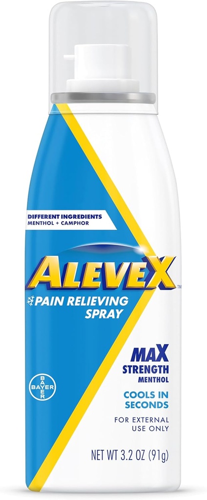 AleveX smertelindrende spray, hurtig fungerende & hurtig tørring for målrettet smertelindring, 3.2 oz spray