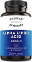 Thomas 'all- Natural Remedies Alpha Lipoic Acid 600mg, 120 kapsler med B- Vitamin, Vegan, Ingen fyldstoffer