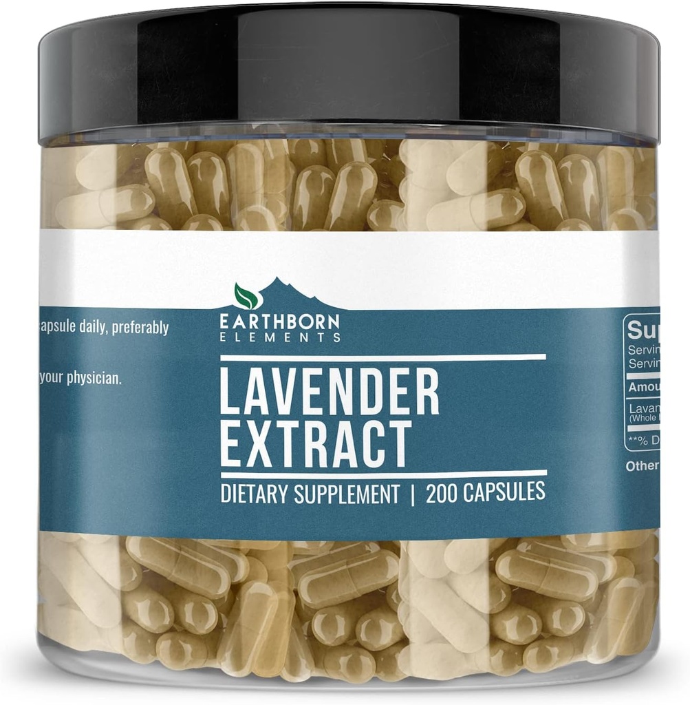 Earthborn Elements Lavendel Extract 200 Kapsler, Pure & Ufortyndet, Ingen tilsætningsstoffer
