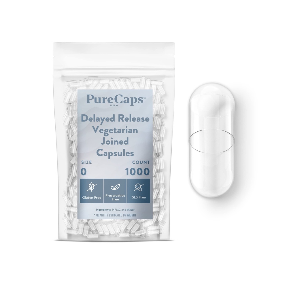 PureCaps USA - Tom vegetar Vegan Pill Kapsler Størrelse 0 = 124; 1.000 Forenede Pills = 124; Clear = 124; Non- GMO Certificeret